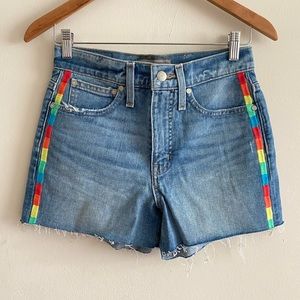 J. Crew Point Sur Rainbow Stripe Boyfriend Denim Shorts - 25